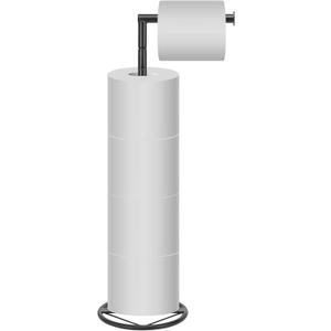 Siyzda Bath Toilet Paper Holder, Metal Toilet Tissue Roll Organizer Storage, Tissue Paper Holder Stand for Bathroom/Kitchen Countertop (20 H, Matte Black)