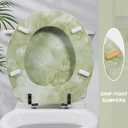 Round Toilet Seat Natural Wood Toilet Seat with Zinc Alloy Hinges, Easy to Install also Easy to Clean, Anti-pinch Marble Toilet Seat by Angol Shiold (Round, Green Marble)