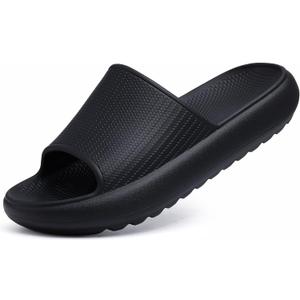 Comwarm Cloud Slide Sandals for Women Men Ultra Comfort Recovery Pillow Slippers Soft Summer Beach Shoes with Low Arch Support (7.5-8.5 Women/6-7 Men, Matte Black)