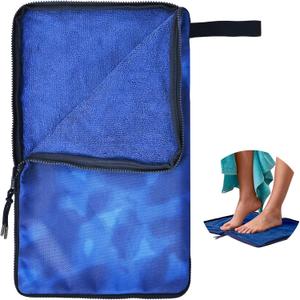 Wet Bag, Wet Dry Bag, Wet bag for swimsuit, Travel, Beach, Pool, Diapers, Dirty Yoga Gym Clothes, Waterproof Embedded Towel Wet Bag(Fleece)-Leakproof Wet Clothes Bag, Beach Travel Essentials (15.7*9.8inch, Blue)