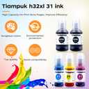31 32XL Ink Bottles Kit Compatible for HP Smart Tank 5000 7301 651 7001 7602 6001 551 5101 5102 7302 7601 6002 5103 755 757 All-in-One Ink-Tank Printers black,cyan,magenta,yellow ink refill bottles