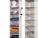 2 Packs Hanging Closet Organizer, 6-Shelf Closet Organizers and Storage with Side Pockets, Collapsible Hanging Shelves for Closet & RV & College Dorm,Beige