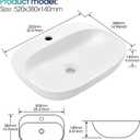 Modern Small Wall Mounted Bathroom Sink, 20.5x15 Inch White Oval Hanging Bathroom Vessel Sink, Arc-edge Ceramic Corner Wall Mount Sinks for Bath Shower Room Rvs