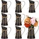 Rustic Metal Jug Vase, 7.9 Inch Tall, 8 PCS Metal Pitcher Vase for Flower, Farmhouse Decor Vintage Kitchen Bathroom Decor Vases for Home