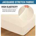 H.VERSAILTEX Super Stretch Individual Seat Cushion Covers Sofa Covers Couch Covers Slipcover Sets Thick Jacquard Textured Twill Fabric (2 Piece Medium Sofa Cushion Covers, Cream)