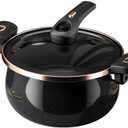 Nonstick Ceramic Coated Sauce Pan with Lid Black Crock Pot with Twist & Lock Handles, Micro Pressure Cooker Versatile Cookware for Stovetops, PFOA-Free Toxin-Free, Easy to Clean (BLACK, 7.5Quarts)