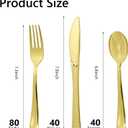 160pcs Gold Plastic Silverware Set, include 80 Forks, 40 Knives and 40 Spoons, Disposable Heavy Duty Plastic Cutlery Set for Party, Wedding, Birthday, Catering, Dinner