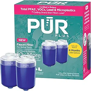 PUR PLUS Faucet Mount Replacement Water Filter 2Pack, Genuine PUR Filter, 3in1 Powerful, Natural Mineral Filtration, Lead Removal, 6Month Value, Blue (RF99992)