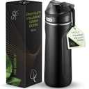 SIPX Triple-Insulated Stainless Steel Water Bottle - 18oz. With Straw Lid, BPA-Free Reusable Insulated Water Bottle Keeps Cold For 12 Hours, (Black)