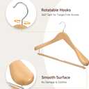 StorageWorks 6 Pack Wooden Hangers, Extra Wide Shoulder Wood Hangers with Locking Bar for Suit, Shirt, Coat, Pants, Natural Color