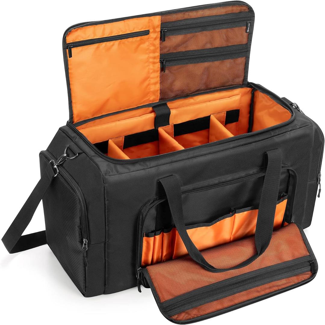 DSLEAF Sneaker Bag for 4 Pairs of US Size 14 Men's Shoes, Shoe Duffle Bag with 3 Adjustable Dividers, Sneak Travel Bag with Shoulder Straps for Comfort Carrying…, 21.7 X 9.1 X 12.2 Inches