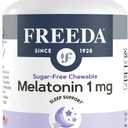 FREEDA Melatonin 1mg Sugar-Free Chewables  Gentle Sleep Aid for Adults & Kids  Vegan, Kosher, Gluten-Free, Non-GMO, Travel-Friendly  90 Tablets