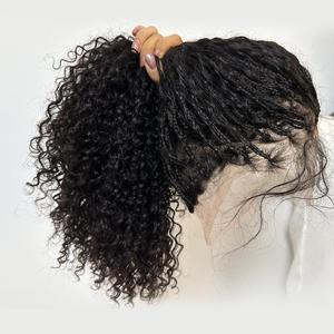 HD Full Lace Braid Wig Human Hair Boho Box Braided Wig Square Parted Knotless Braided Wigs for Black Women Human Hair Lace Wigs with Natural Baby Hair 18 Inch