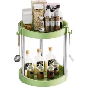 10.01" 2-Tier 360Rotating Lazy Susan turntable Organizer Spice Rack Organization for Kitchen countertop and Cabinet pantry Organizers and storage(4Green, Extra Large)