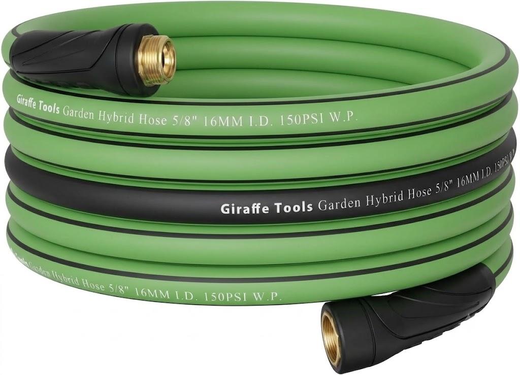 Giraffe Tools Garden Hose 5/8", Water Hose Heavy Duty, Flexible, Lightweight Hybrid Hose with Swivel Handle, 50ft Male to Female Fittings, Burst 600 PSI