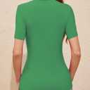 Women V Neck Short Sleeve Tight Fitted Summer Dressy Casual Sexy Cute Tops T Shirts Tee Tshirt Clothes (Green, L)