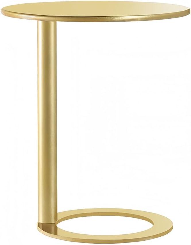 Modern C-Shaped Round Side Table for Living Room, Bedroom, and Office  Metal Coffee, and Bedside Table(Gold,18.9 * 18.9 * 22.0in)