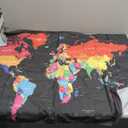 World Map Tapestry, Black Map of World Vintage Topography Educational Tapestries Posters for College Kids Student Dorm Wall Art, Colorful Geographical Travel Map for Bedroom Living Room, 60X50in (60L" x 50W")