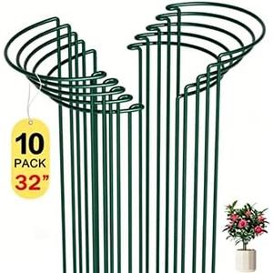10 Pack Peony Cages and Supports, 14" (W) x 32"(H) Plant Support, Heavy-Duty Metal Plant Support Stakes, Plant Stakes for Outdoor & Indoor Plants, Perfect for Flowers and Vegetable