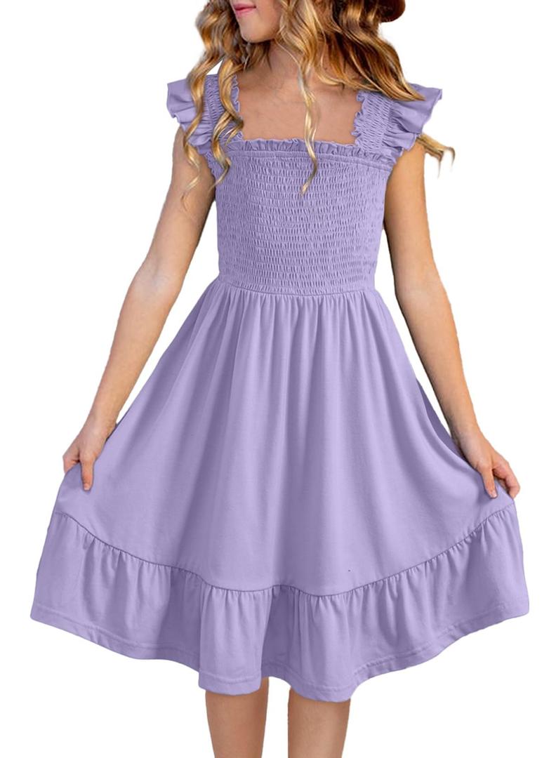 blibean Teen Girls Summer Dresses Smocked Sleeveless Sundresses with Pockets  XL