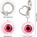 2pcs Goth Eyeball Keychain, Halloween Creepy Horror Bag Charm with Heart Key Ring Halloween Accessories for Men Women