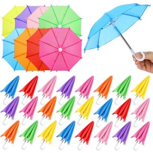 32 Pcs 1: 6 Scale Colorful Mini Umbrella for Decorations 11.8 Inch Cute Tiny Small Sunny Rainy Parasol Decor Miniature Umbrellas for Dolls Photography Props Home Supplies