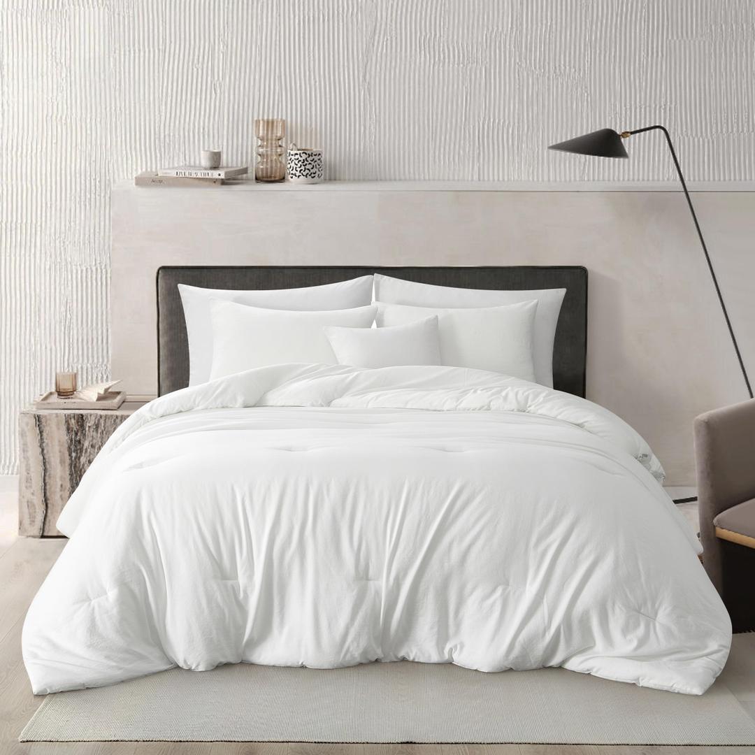 Stratford Park Super Soft Prewashed Comforter, 3 Piece White Comforter Set Queen, Warm Down Alternative Bedding Set, All Season, Matching Pillow Shams