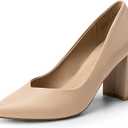 DREAM PAIRS Women's Block Heels Closed Toe High Chunky Rounded Toe Pumps Comfortable Slip On Work Shoes 7