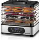 FOHERE Food Dehydrator, 5 BPA-Free Tray Dehydrators for Food and Jerky, Fruit, Herbs, Meat, Dog Treats, 48H Timer and 95-158F Temperature Control, 400W Dehydrator Machine, 11.42" Stackable Trays