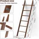 Farmhouse Wooden Blanket Ladder with Removable Hooks, 6-Tier Rustic Blanket Rack Decorative Stand, Leaning Towel Quilt Rack Holder for Bathroom Living Room Decor Brown