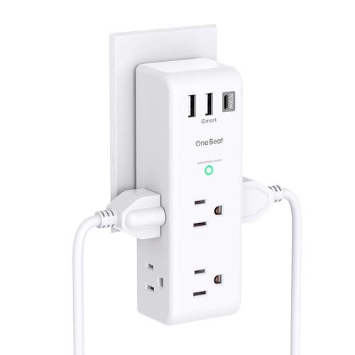 PD 30W Surge Protector Outlet Extender, Rotating Plug, One Beat 6 AC Multi Plug Outlet with 3 USB Ports (1 USB C), 1800J, 3-Sided Swivel Power Strip with Spaced Outlet Splitter for Home Office Dorm - Amazon.com