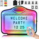 LED Letter Bottle Presenter, VIP Bottle Service Sign, Hand Held Light Box with Color Change for Club, Bar, Party, Birthday, Store - Acrylic Frame with 4 Letter Sets & 2 Number Sets (Whiteboard Letters), Medium Signage