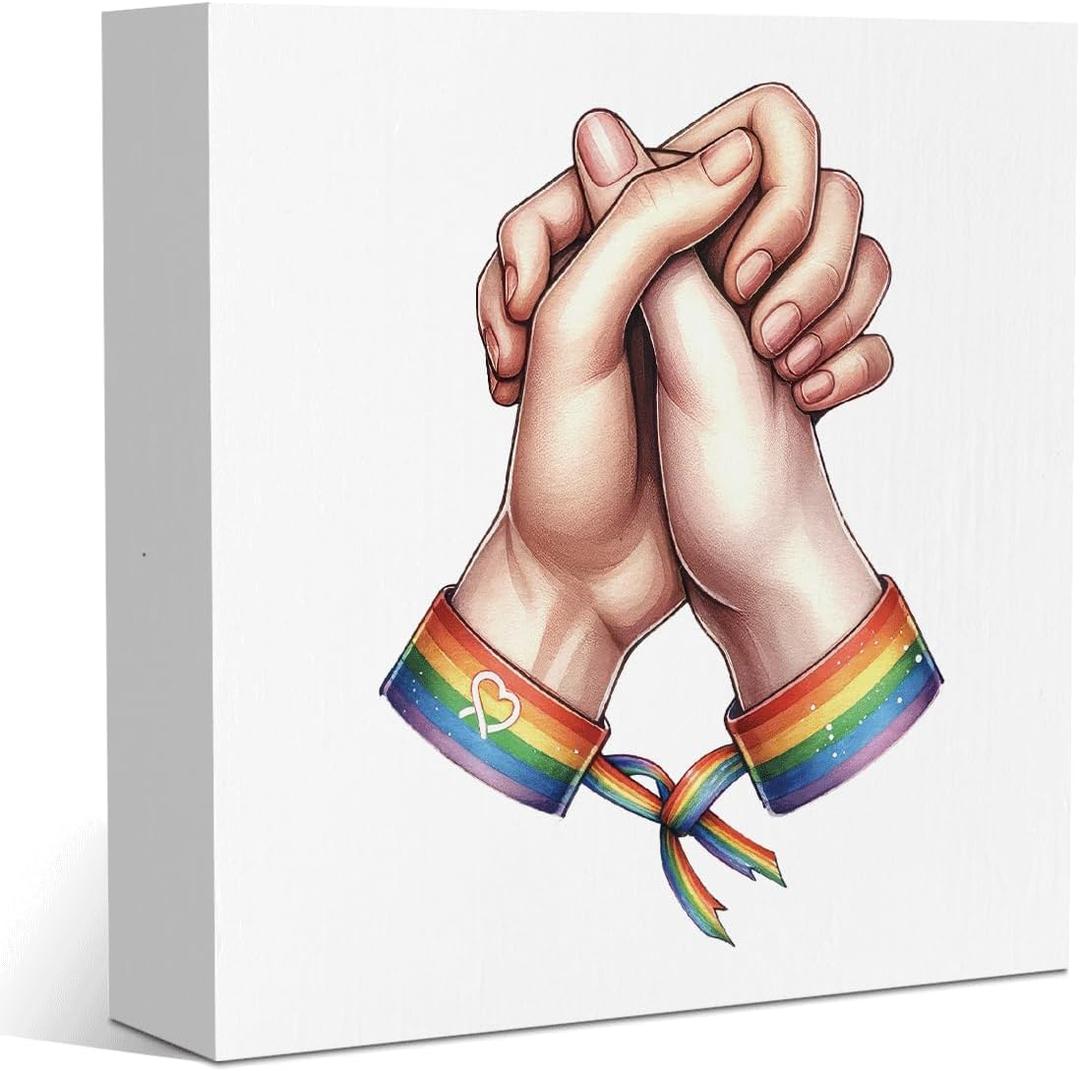 Gay Pride Gifts for Lesbian Girlfriend Boyfriend Funny Gay Pride Month Decorations for Home Table Rainbow Prides Month Party Decor 5 x 5 inches
