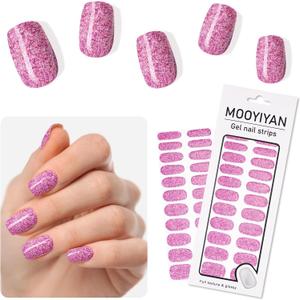 10 x MOOYIYAN Gloss Nail Strips|Uv Free|22 Pcs,Gel Nail Stickers|Long Lasting Two Weeks and Easy to Apply&Remove|Powder Blue Spot