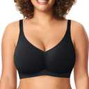 BRABIC Wireless Bras for Women Full Coverage Comfortable No Underwire Everyday Bras Comfort V Neck Push Up Bralettes (Small, Black)