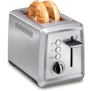 Hamilton Beach 2 Slice Toaster with ExtraWide Slots, Bagel Setting, Toast Boost, SlideOut Crumb Tray, AutoShutoff & Cancel Button, Defrost Function, Stainless Steel 