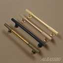 Alzassbg Cabinet Pulls, Champagne Copper, Ridged Bar Handles, 3 Inch(76mm) Hole Centers, Kitchen Handles for cabinets, 10 Pack, AL3095SCG