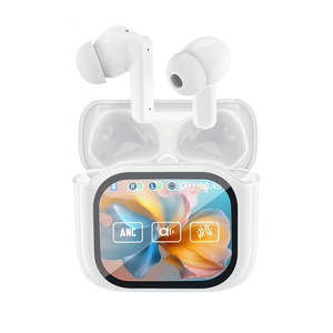 Wireless Touchscreen Earbuds with Smart Touch Screen Case - TWS True Wireless Bluetooth 5.4 Headphones - ANC Active Noise Cancelling - Blue Tooth Earphones for iPhone Android