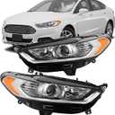 labwork Headlights Assembly Replacement for Fusion 2013 2014 2015 2016 4Door Sedan Halogen Models Front Lights HeadLamps Projector Chrome Headlights Driver and Passenger Side