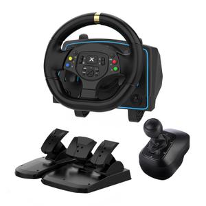 DOYO Gaming Steering Wheel with Pedals and Shifter, 1080 Racing Wheel, Vibration Feedback, Paddle Shifters, Race Steering Wheel for PC, Xbox One, PS4, Xbox Series X/S, PS3, Switch