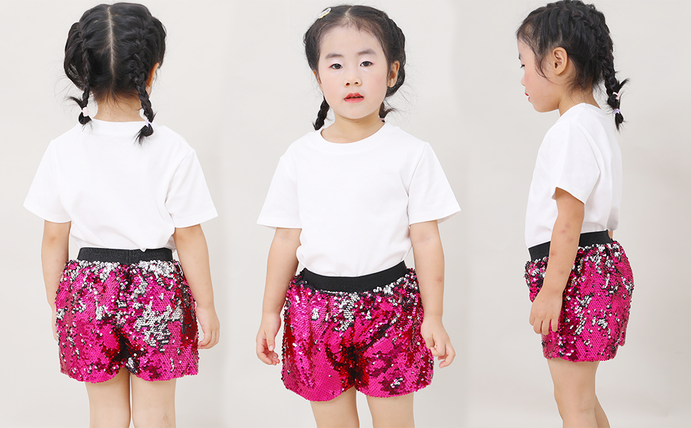 CHENBAO Girls Shorts Flip Sequin Sparkle Short Pants Kids Birthday Party Shorts Summer Dance Concert Halloween Clothes 6 years