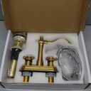 Bathroom Faucet Antique Brass 2 Handles 4 Inches Centerset Bathroom Vanity with Drain Assembly and Supply Hose Lavatory Faucet