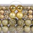 Christmas Balls Tree Ornaments Set, Shatterproof Xmas Decorations Set with Reusable Hand-held Gift Package for Holiday Indoor Tree Decor (100, Gold)
