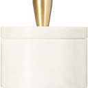 Queenza White Marble Salt Cellar with Lid and Brass Knob, 3 Inch Salt Box