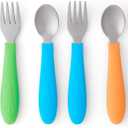 Elk and Friends Kids Silverware with Silicone Handle | Childrens Safe Flatware | Toddler Utensils | Baby Spoons + Forks | Stainless Steel Cutlery | Dishwasher Safe | 6 Pieces