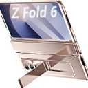 for Galaxy Z Fold6 Case,with Buit-in Screen Protector, Rugged Hinge Protection, Camera len Cover, Full Body Protective Phone Case for Samsung Z Fold 6, Pink Gold