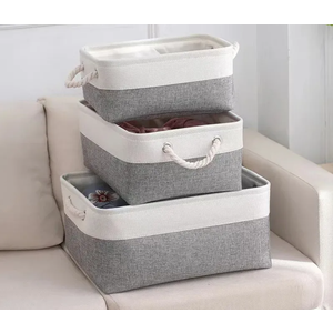 Large Linen Storage Bins with Handles Decorative Fabric Baskets for Organizing Closet Shelves, Nursery, and Toys Versatile and Sturdy Closet Organizer Bins for a Tidy, Stylish Space, Pack Of 3, Size 12" H x 20" L, 16" W