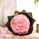 Waipfaru Pink Glitter Roses Bouquet, DIY Flowers Bouquet, Birthday Gifts for Women Mom Grandma Wife Girlfriend, 36 Pcs Fake Rose for Valentines, Mothers Day, Anniversary, Graduation Gifts