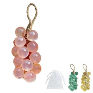 Handcrafted Grape Soap on a Rope - Crystal Grape Cluster for Hand and Body, Natural Cold Process Artisan Soaps, Decorative Soap Bars, Christmas Valentine Gift for Women (1, Pink)