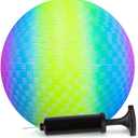 ArtCreativity Rainbow Playground Ball for Kids with Hand Pump, Bouncy 9 Inch Kick Ball for Backyard, Park, and Beach Outdoor Fun, Beautiful Colors, Durable Outside Play Toys for Boys & Girls
